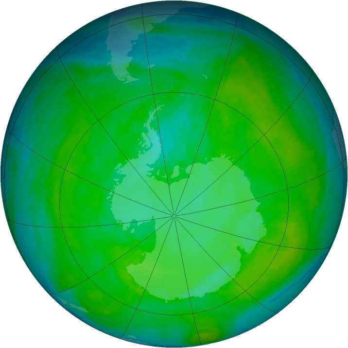 Antarctic ozone map for 30 December 1987